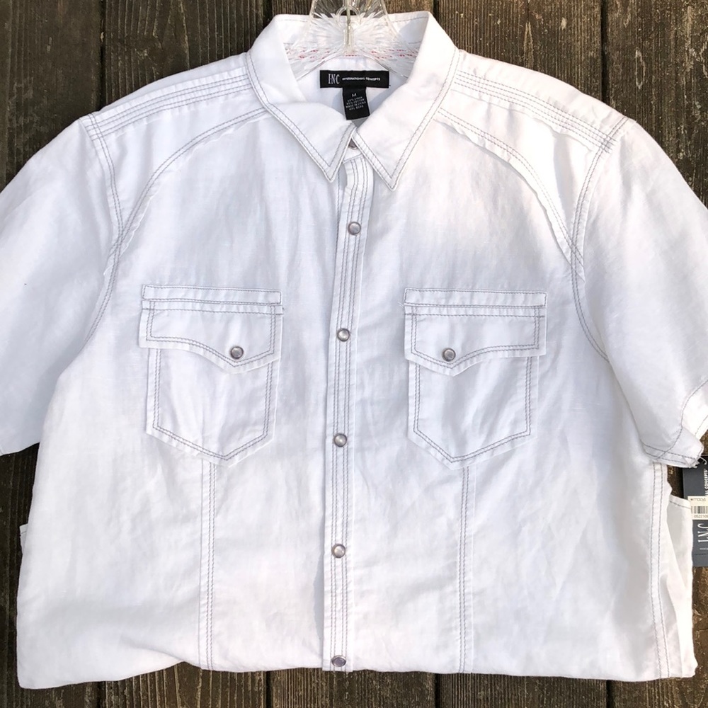 INC button down short sleeve shirt